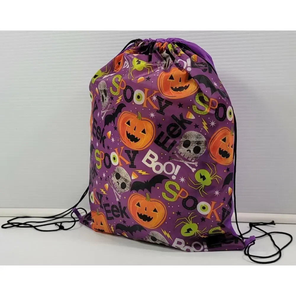 D) Halloween Drawstring Polypropylene Bag Sack Backpack Pumpkin Skull